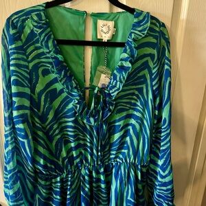 Boutique Romper beautiful green teal and gold accents